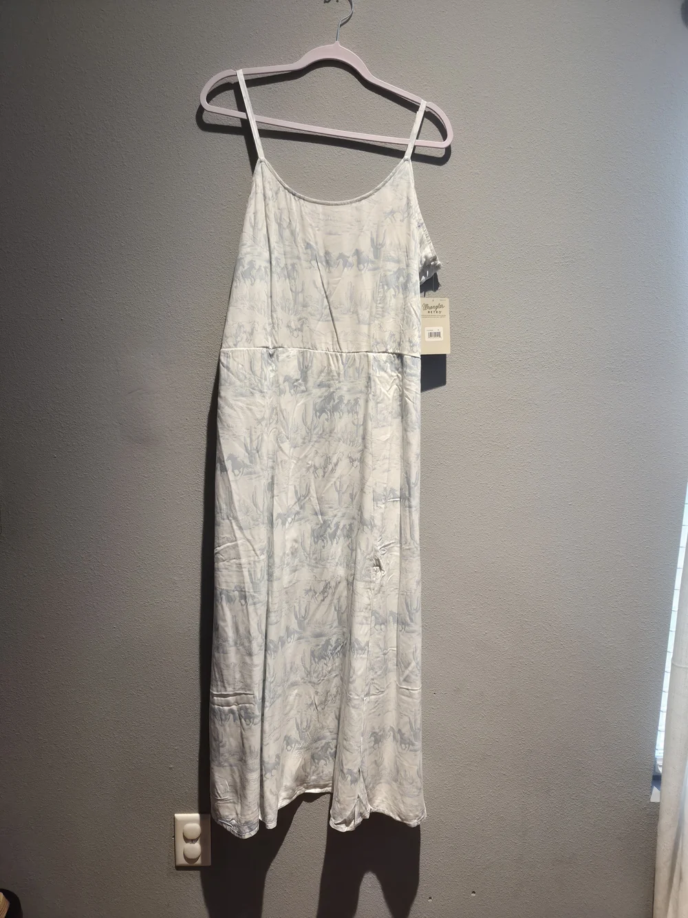 Light Blue Western Print Maxi Slip Dress - Wrangler Retro - Picture 1 of 4